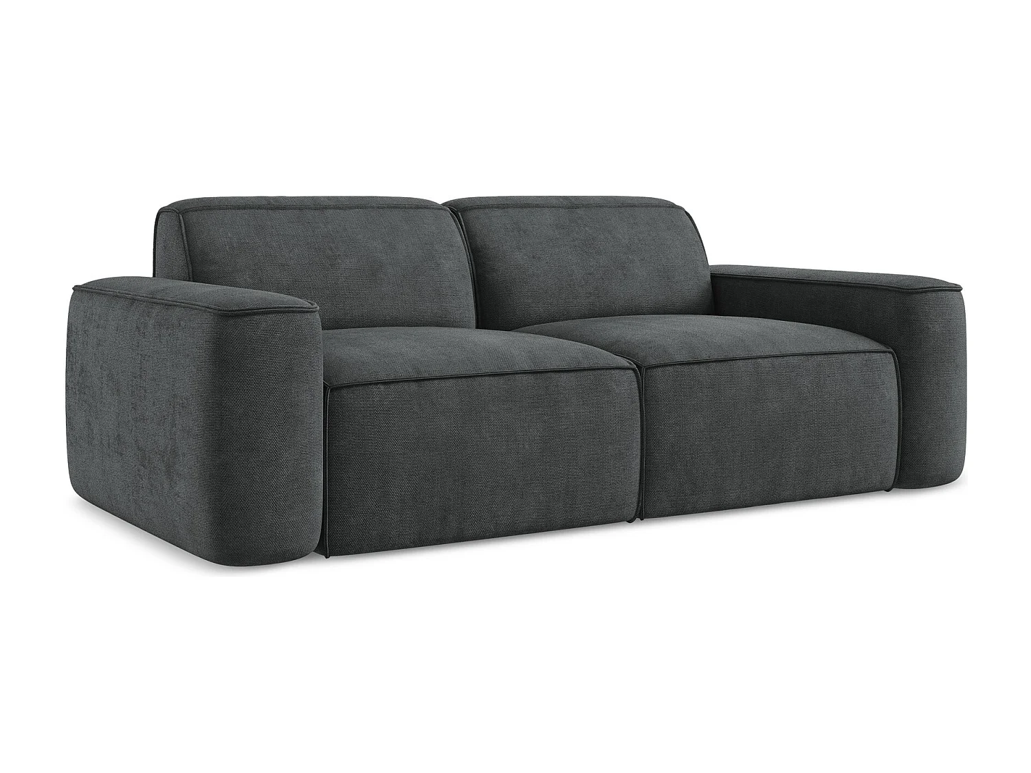 Driezits modulaire bank van donkergrijs chenille stof - OMAO