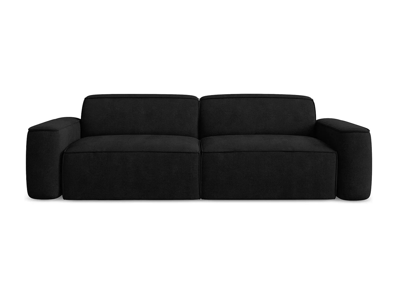 Vierzits modulaire bank van zwart chenille stof - OMAO