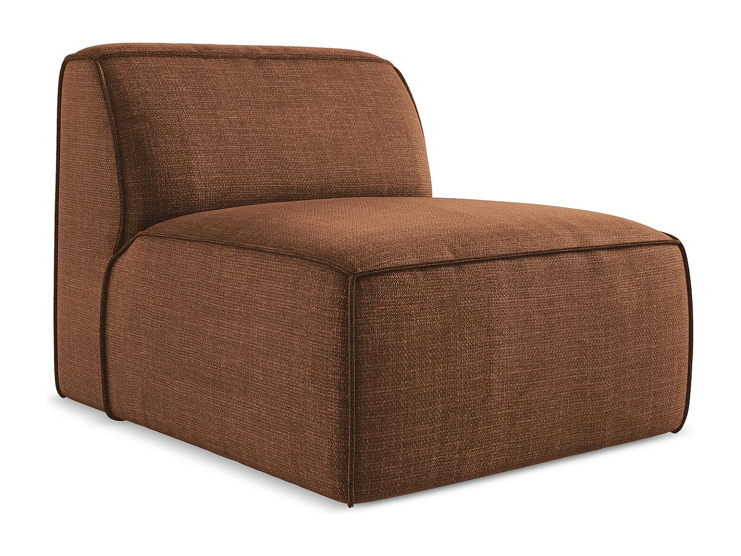 Fauteuil pour canapé modulable en tissu texturé - terre cuite - OMAO