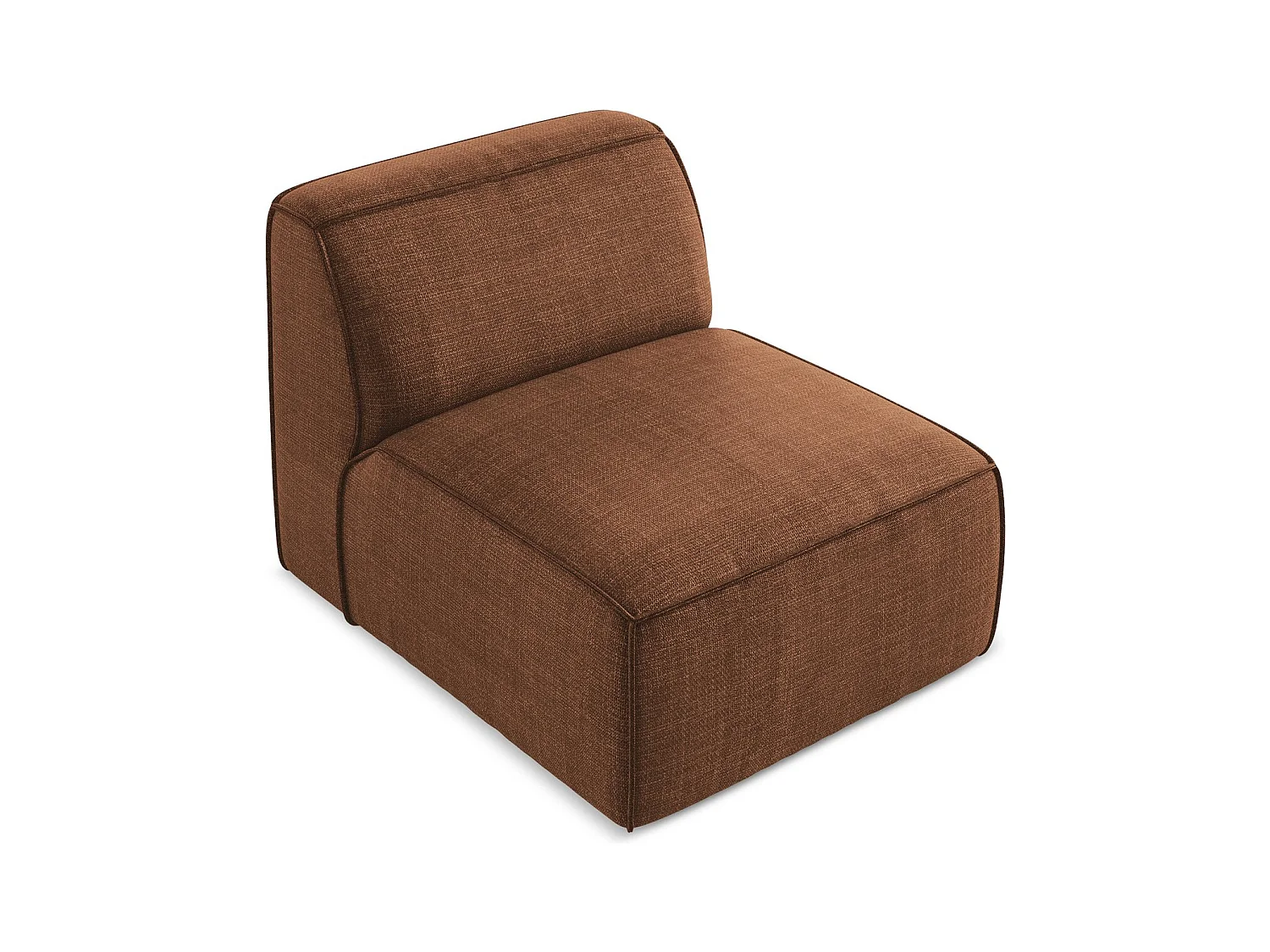 Fauteuil pour canapé modulable en tissu texturé - terre cuite - OMAO