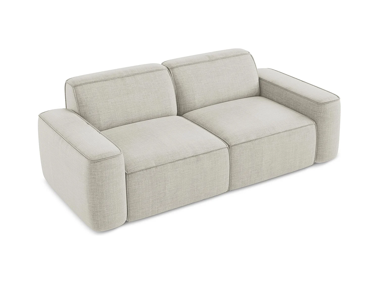 Canapé modulable 3 places en tissu texturé - beige clair - OMAO