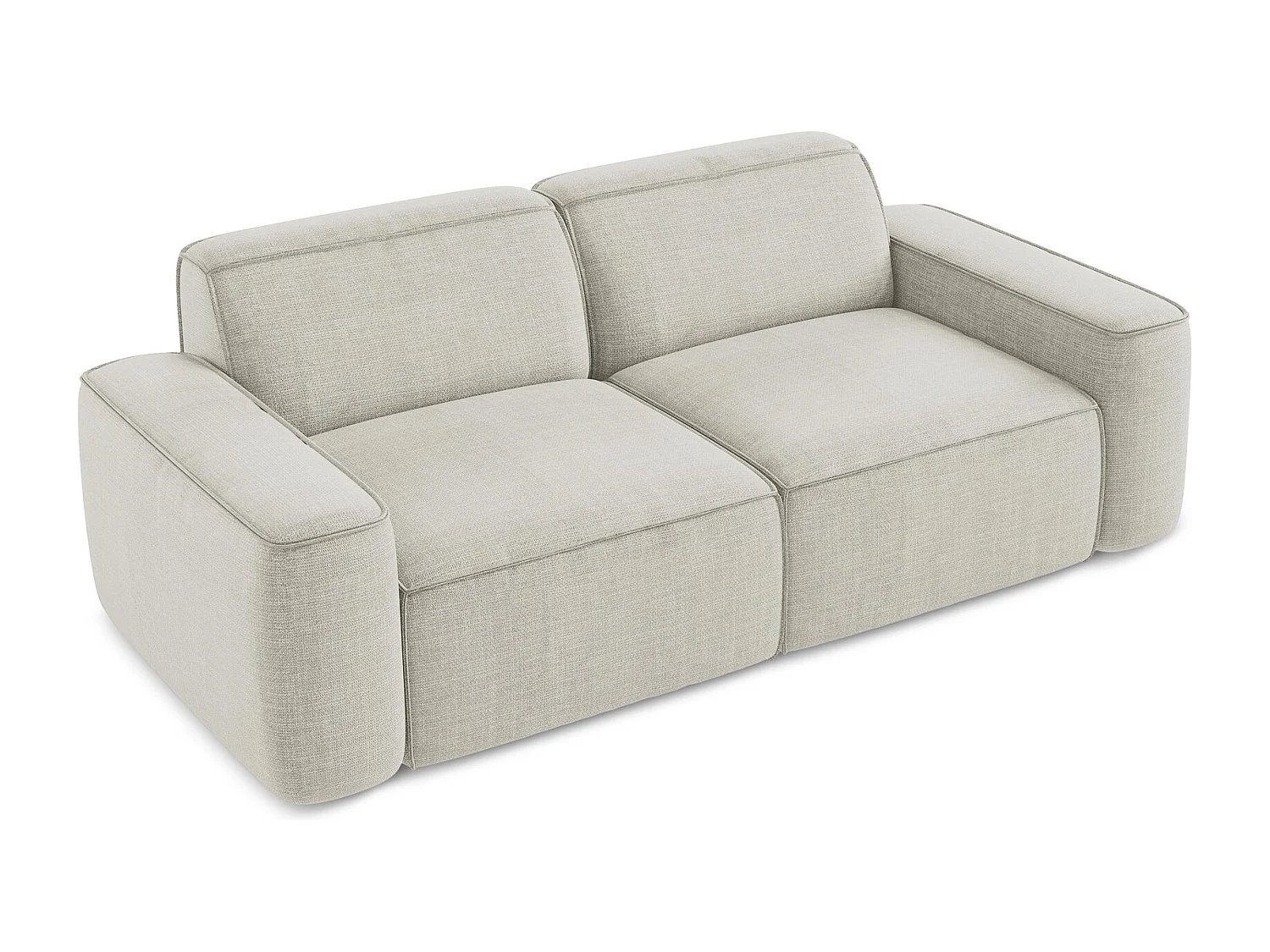 Canapé modulable 3 places en tissu texturé - beige clair - OMAO