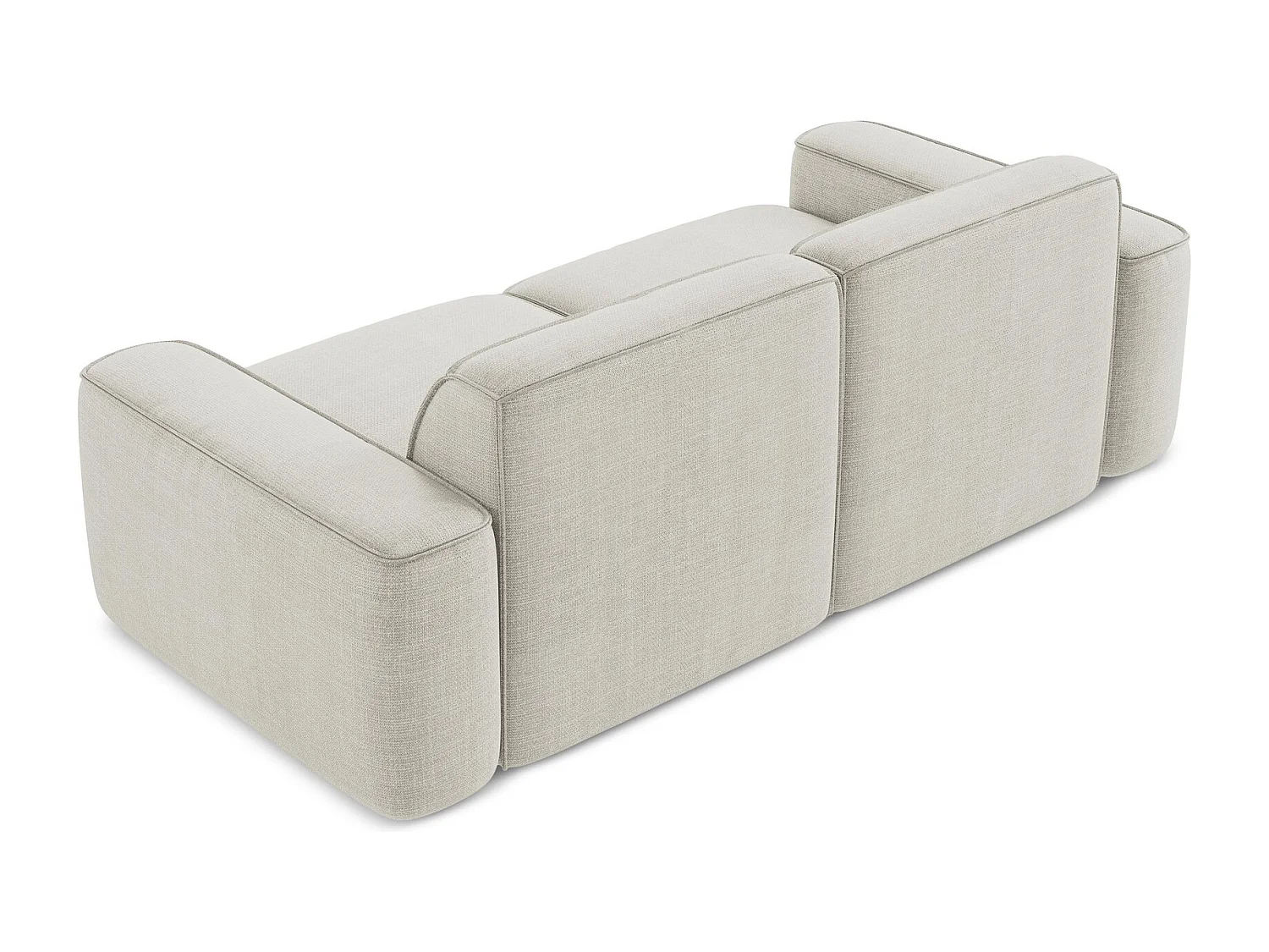 Driezits modulaire bank van lichtbeige textuurstof - OMAO