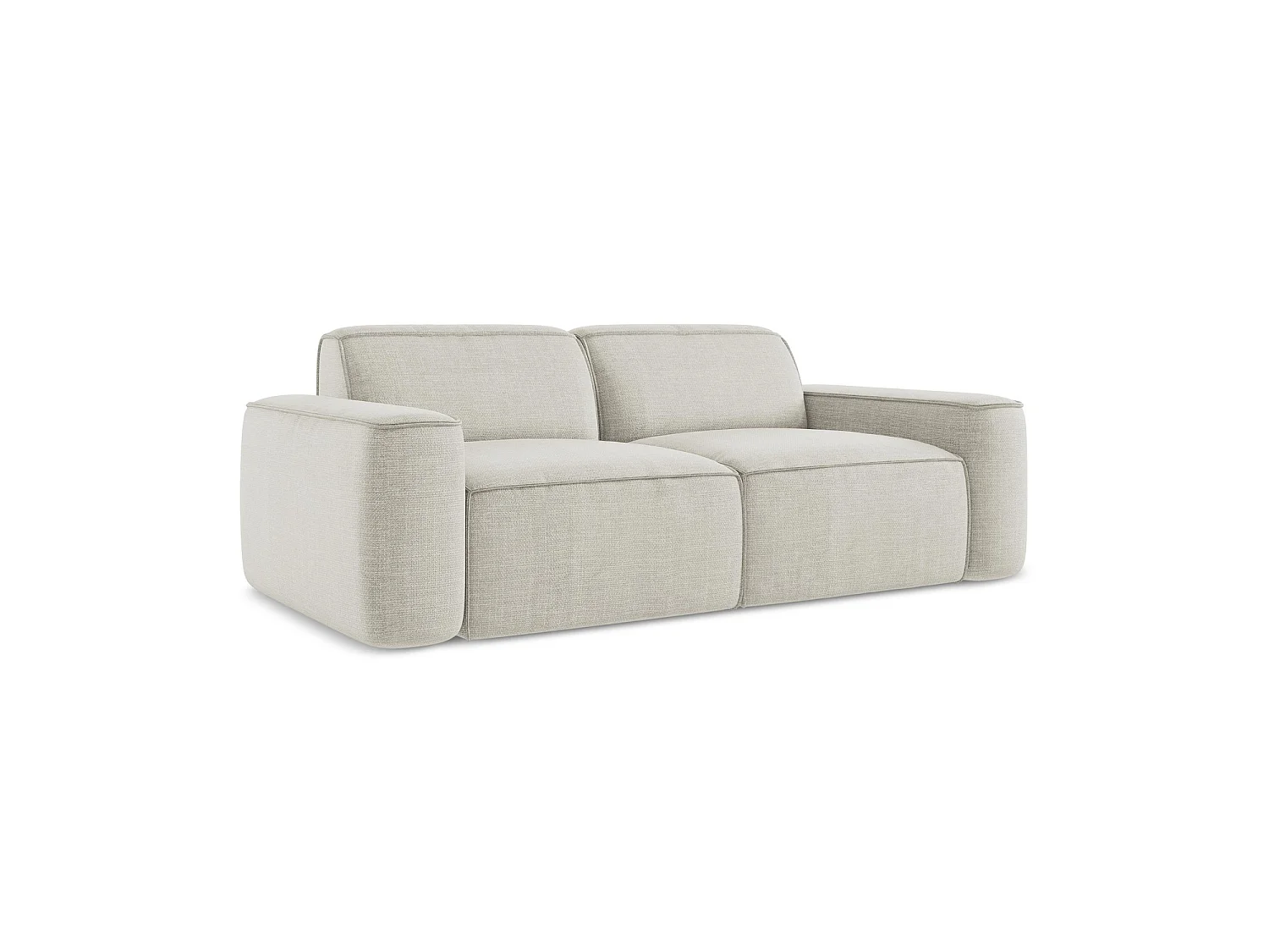 Driezits modulaire bank van lichtbeige textuurstof - MELISSA
