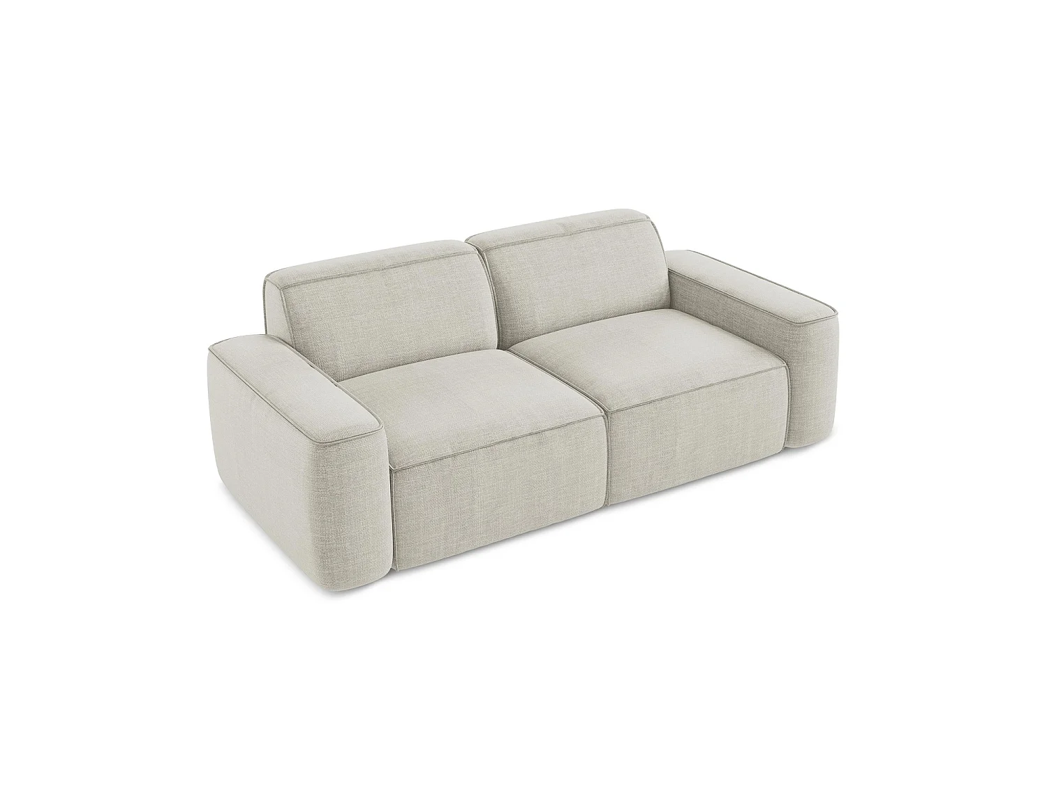Driezits modulaire bank van lichtbeige textuurstof - MELISSA