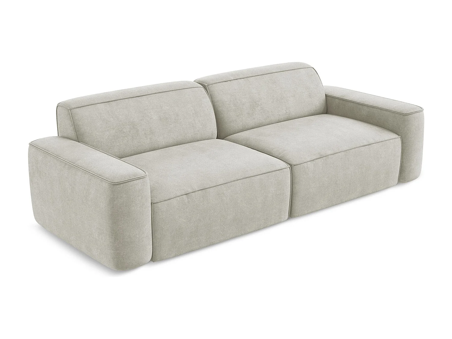 Canapé modulable 4 places en tissu chenille - perle - OMAO