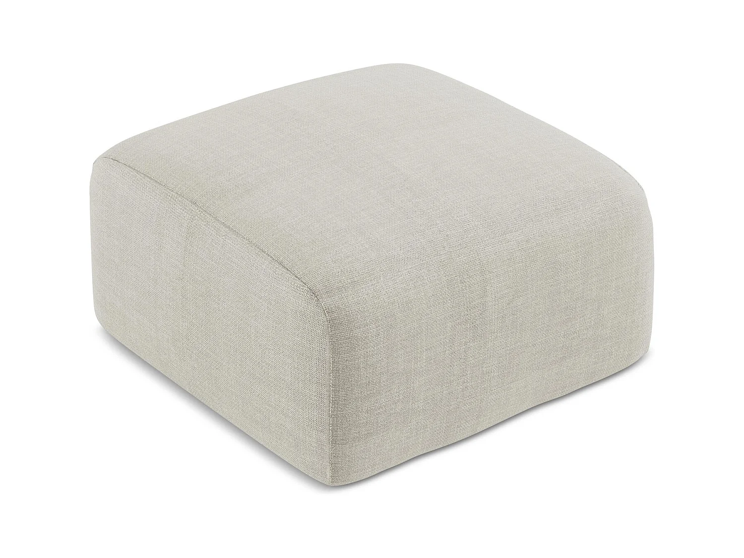 Pouf en tissu texturé - beige clair - LEILA