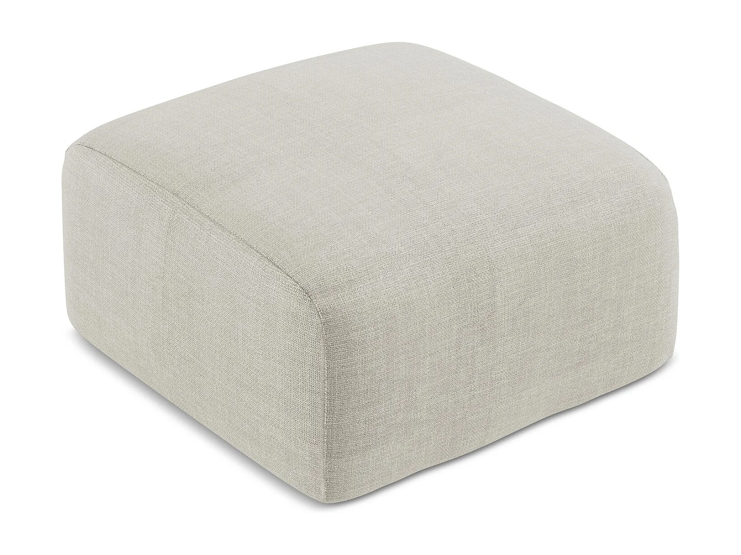 Pouf en tissu texturé - beige clair - LEILA