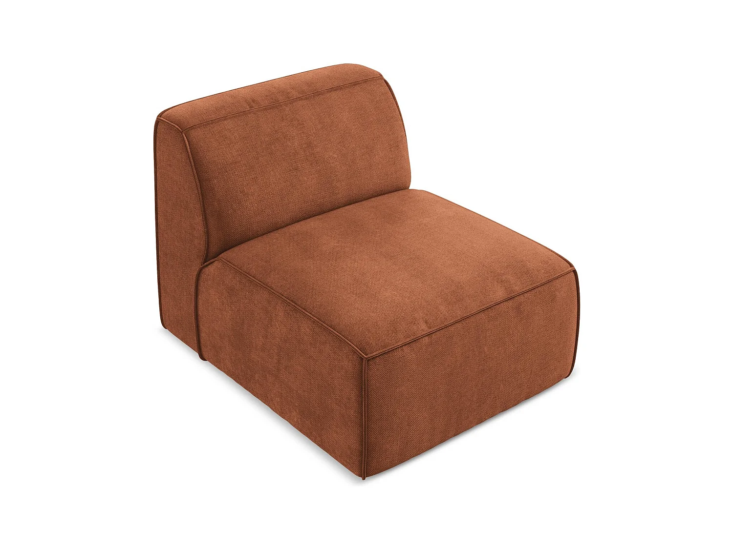 Fauteuil pour canapé modulable en tissu chenille - terre cuite - OMAO