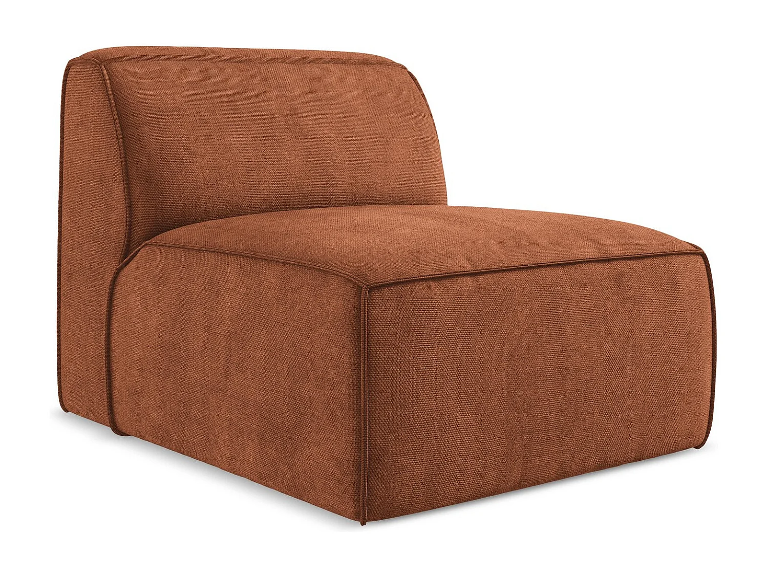 Fauteuil pour canapé modulable en tissu chenille - terre cuite - OMAO