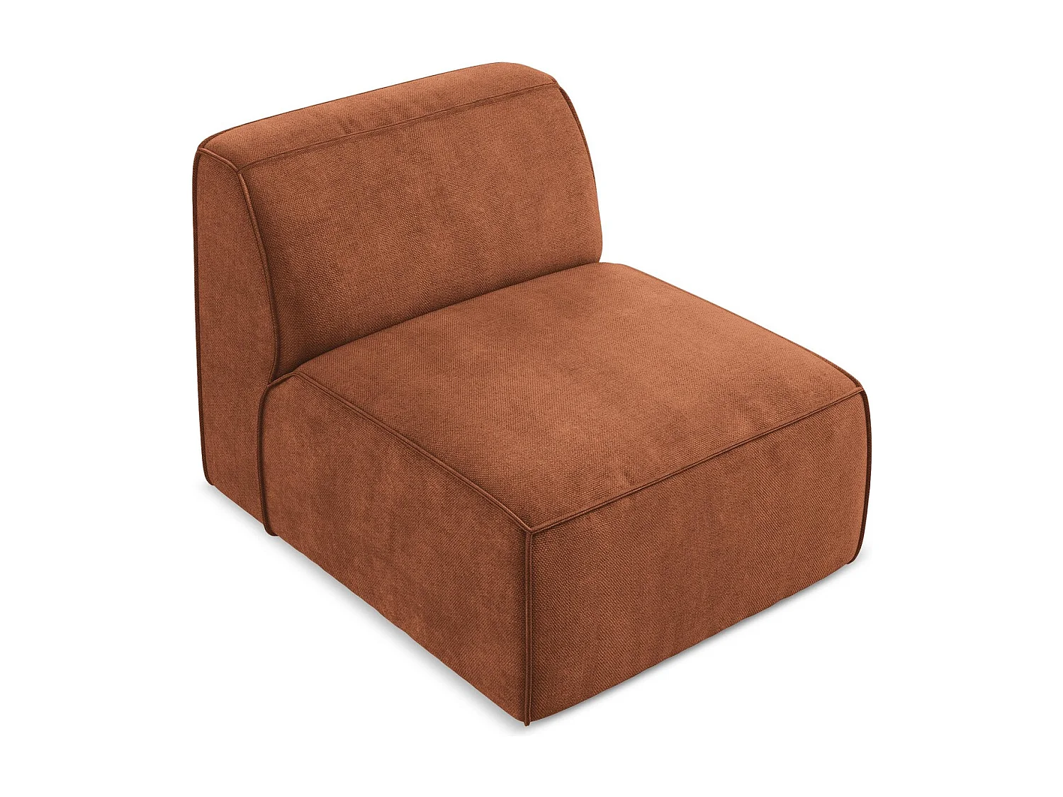 Fauteuil pour canapé modulable en tissu chenille - terre cuite - OMAO