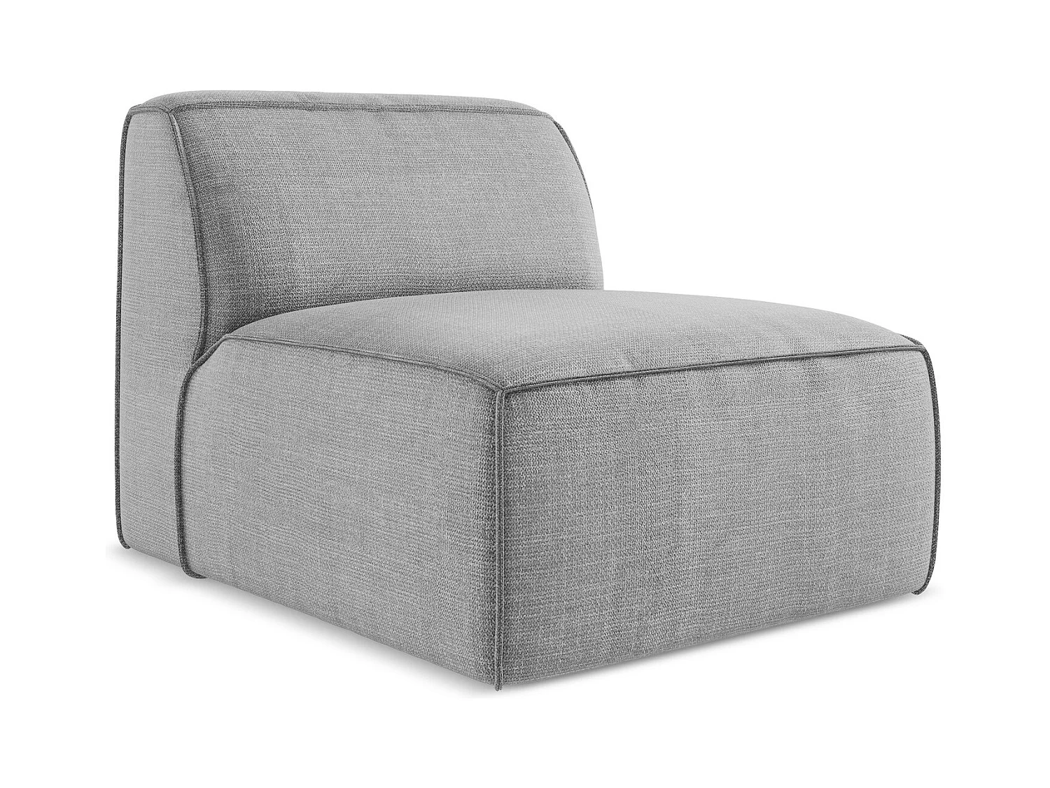 Fauteuil pour canapé modulable en tissu texturé - gris clair - OMAO