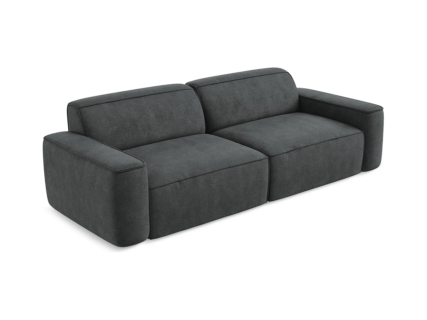 Canapé modulable 4 places en tissu chenille - gris foncé - OMAO