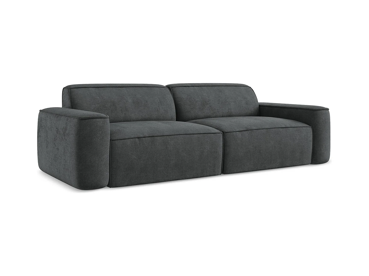 Canapé modulable 4 places en tissu chenille - gris foncé - OMAO
