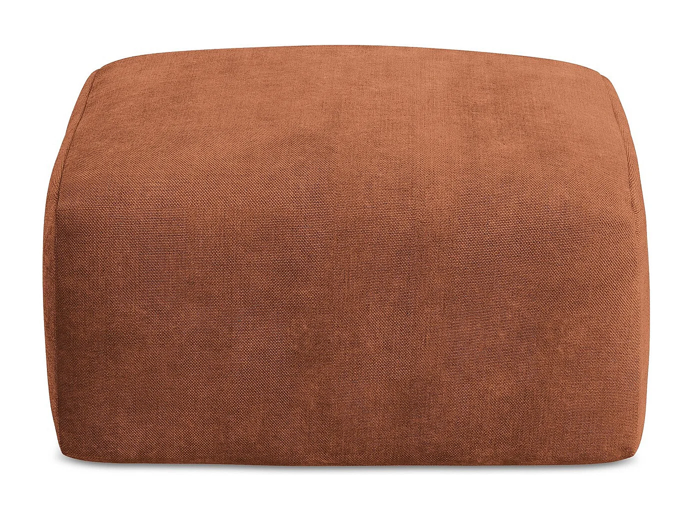 Pouf en tissu chenille - terre cuite - LEILA