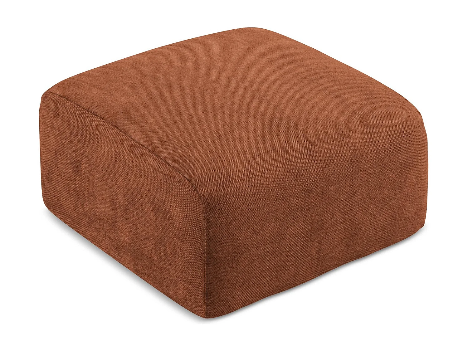 Poef van terracotta chenille stof - LEILA