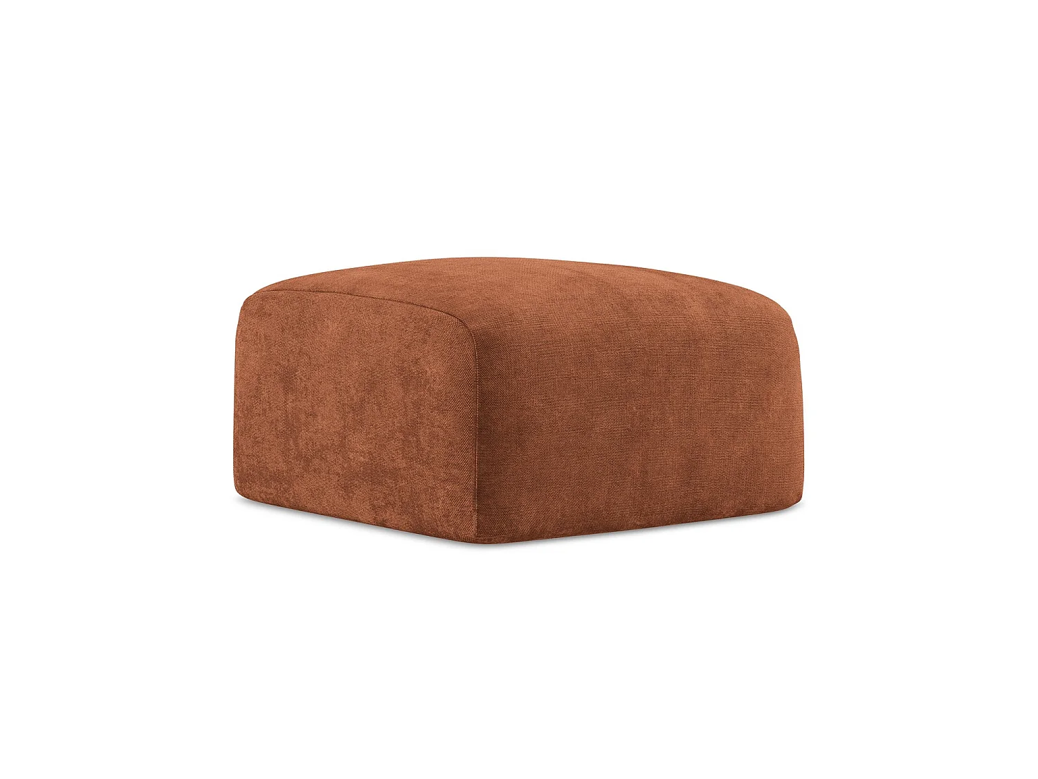 Pouf en tissu chenille - terre cuite - SAVONA