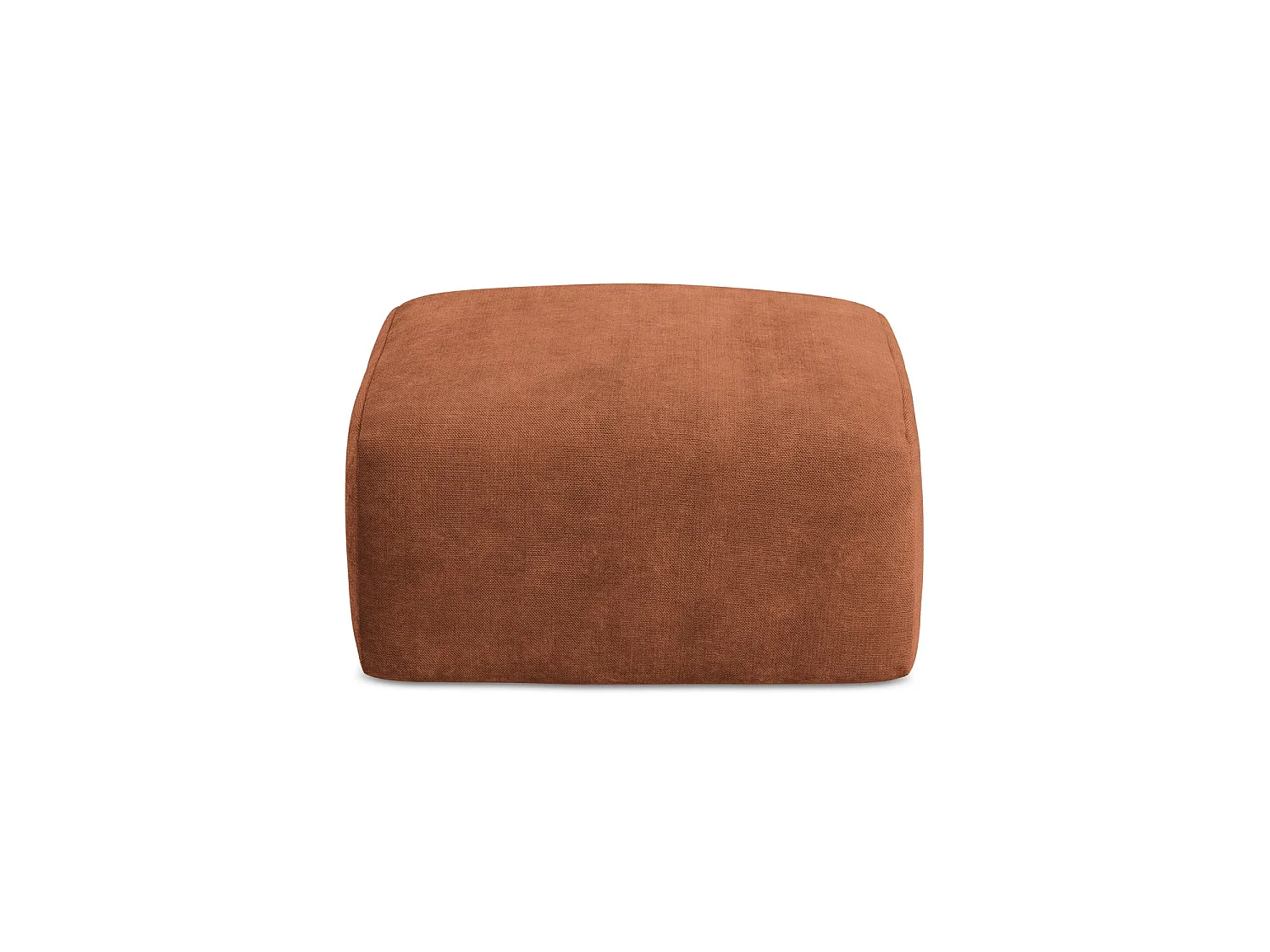 Pouf en tissu chenille - terre cuite - SAVONA