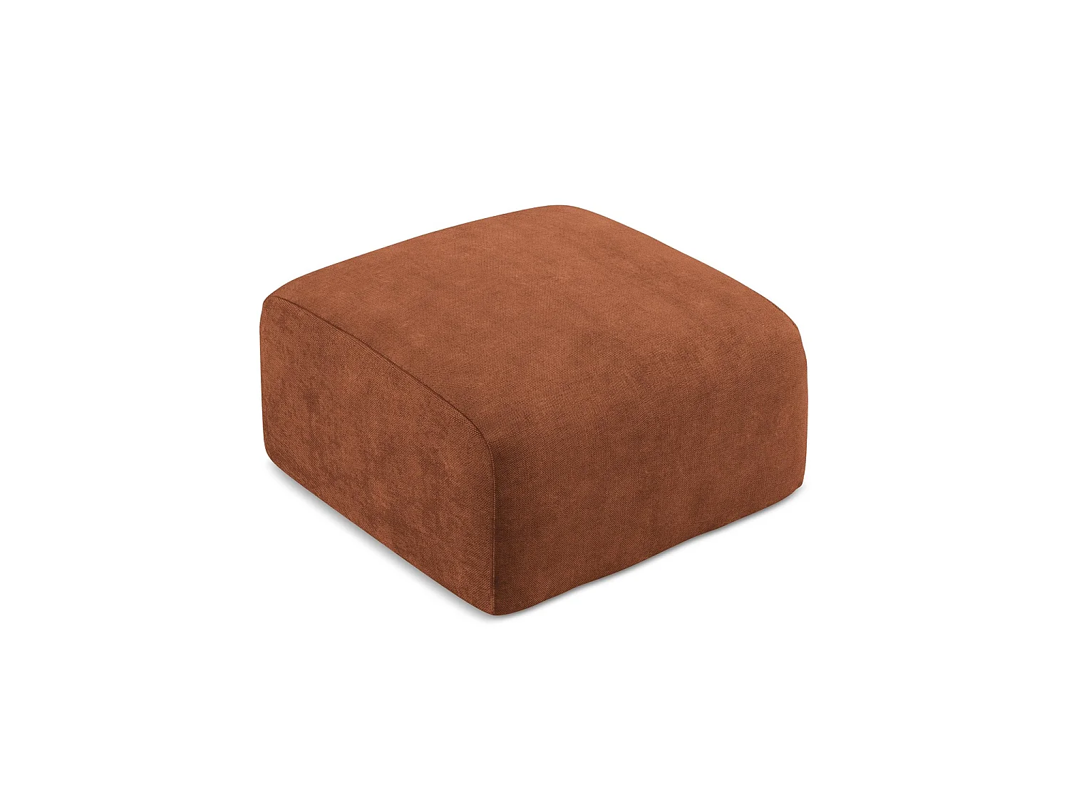 Pouf en tissu chenille - terre cuite - SAVONA