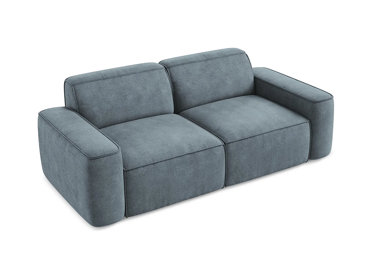 Canapé modulable 3 places en tissu chenille - jeans - OMAO