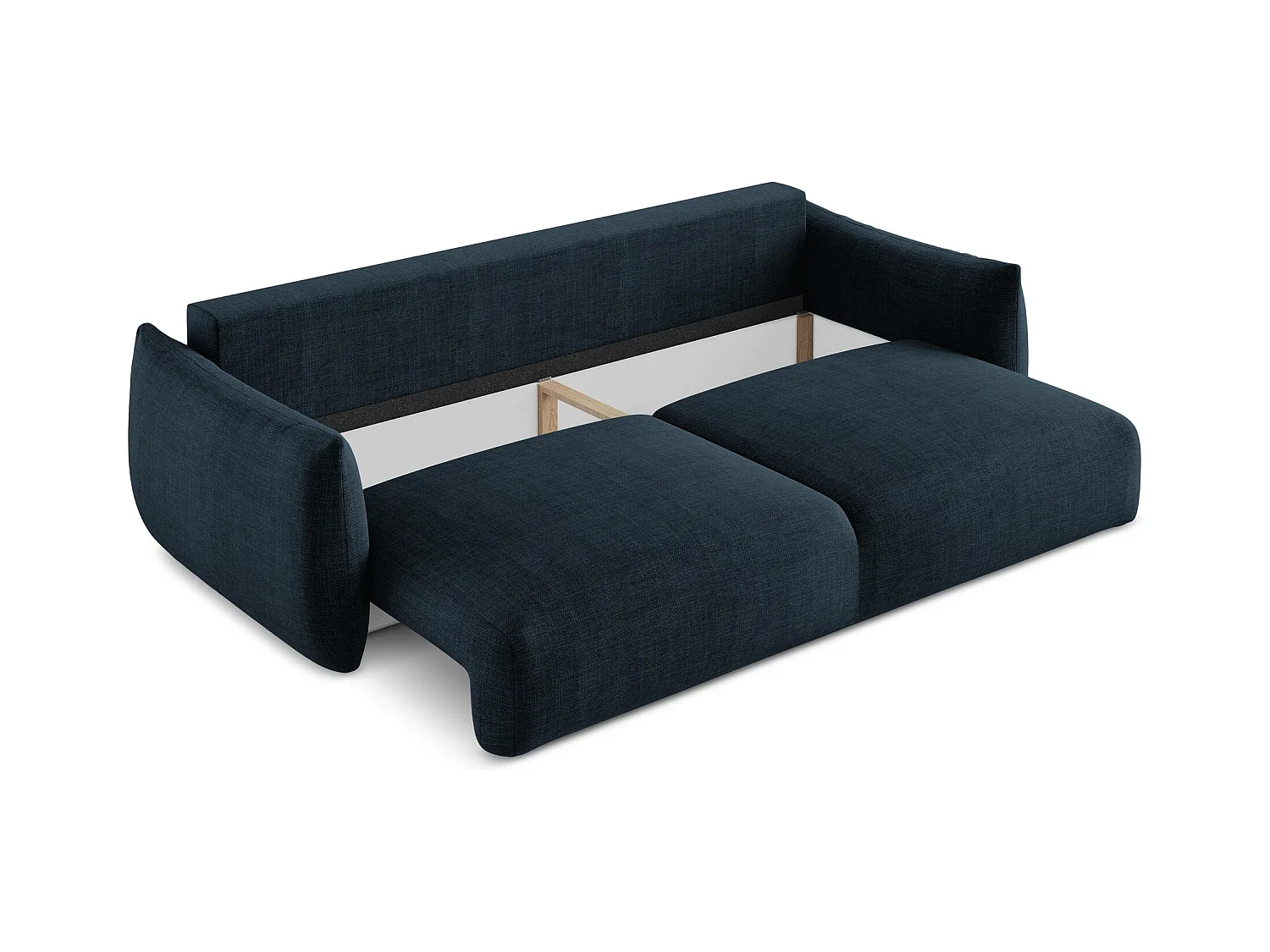 Canapé 3 places convertible en tissu texturé - bleu royal - LEILA