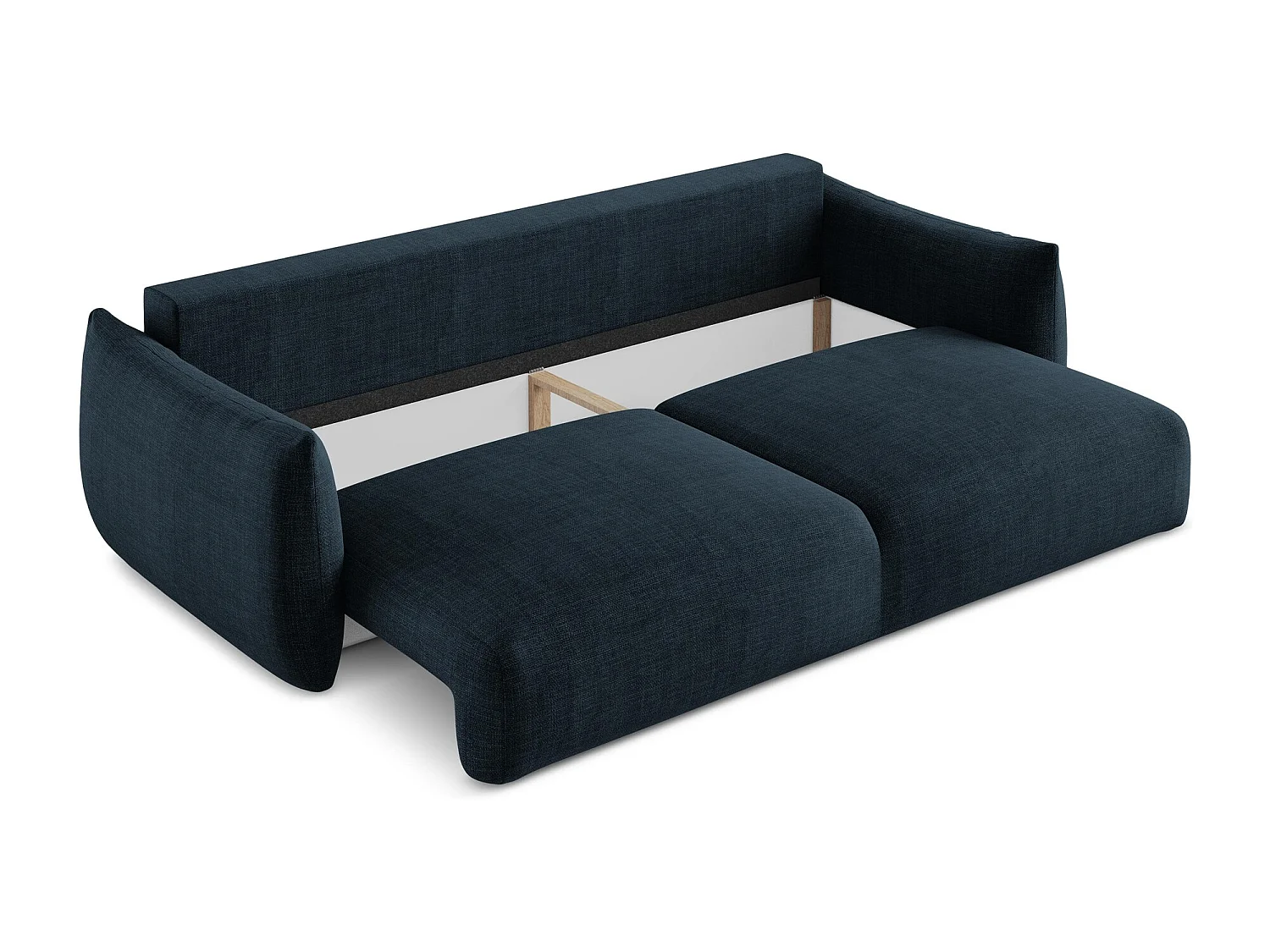 Canapé 3 places convertible en tissu texturé - bleu royal - LEILA