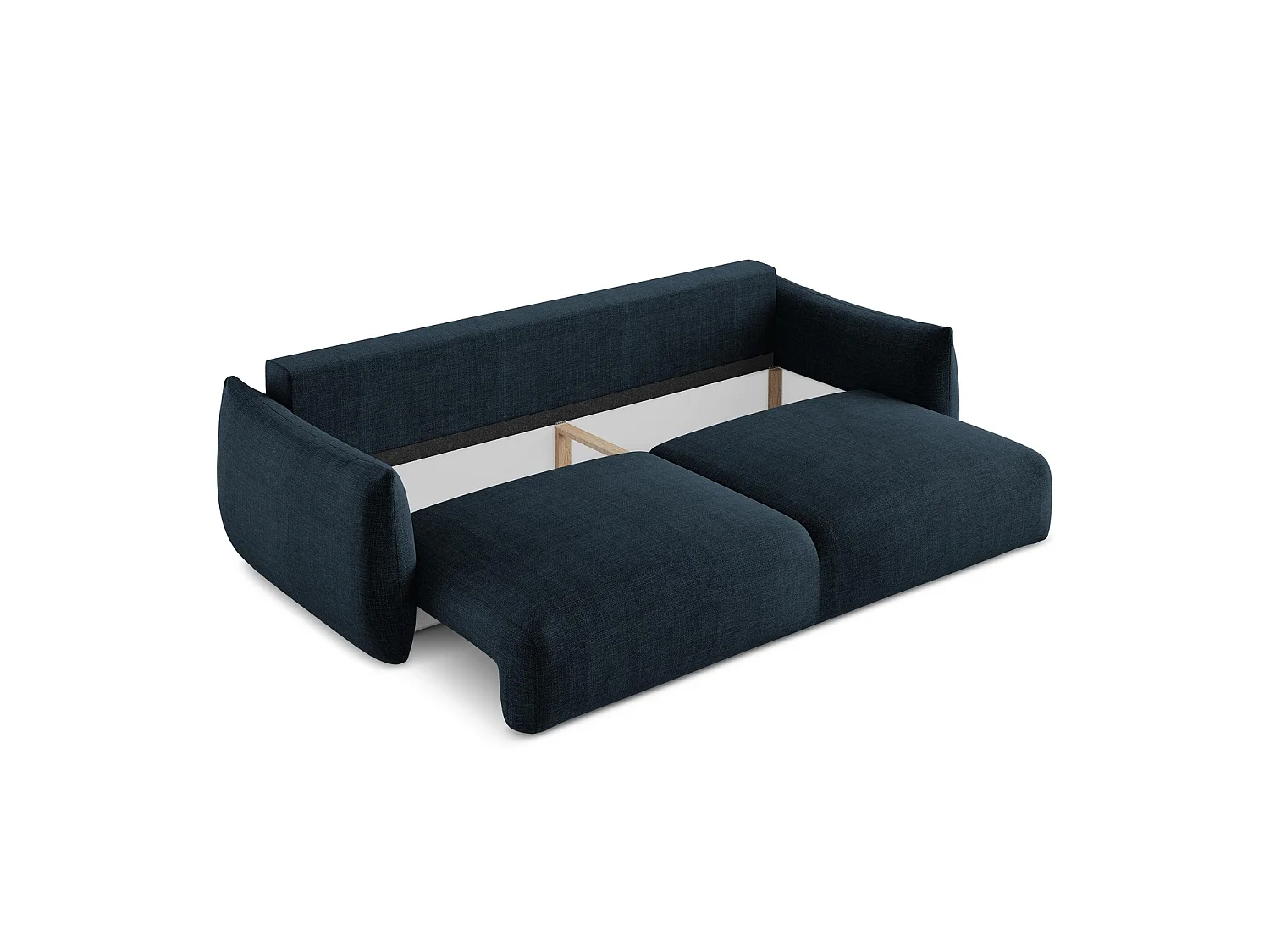 Canapé 3 places convertible en tissu texturé - bleu royal - SAVONA