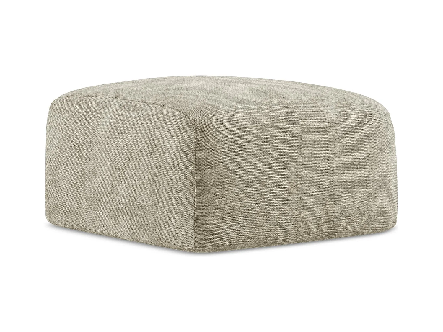 Pouf en tissu chenille - beige - LEILA