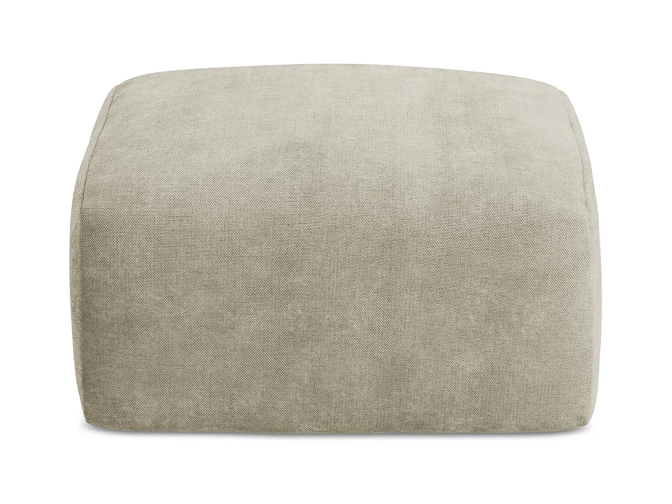 Pouf en tissu chenille - beige - LEILA