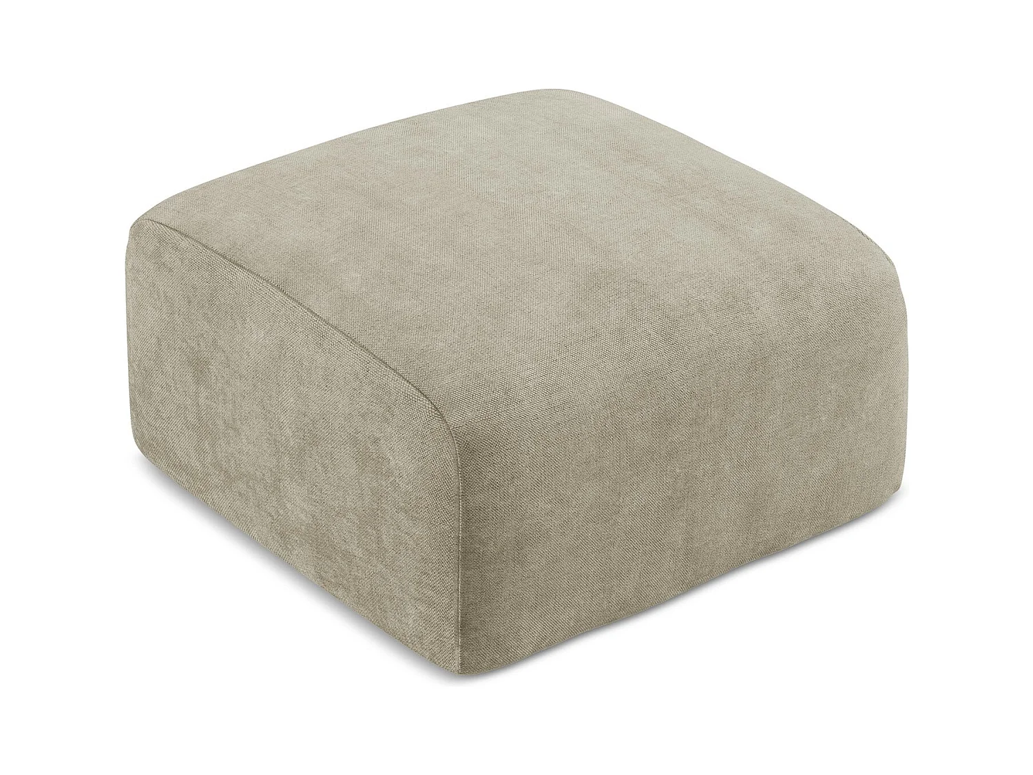 Pouf en tissu chenille - beige - LEILA