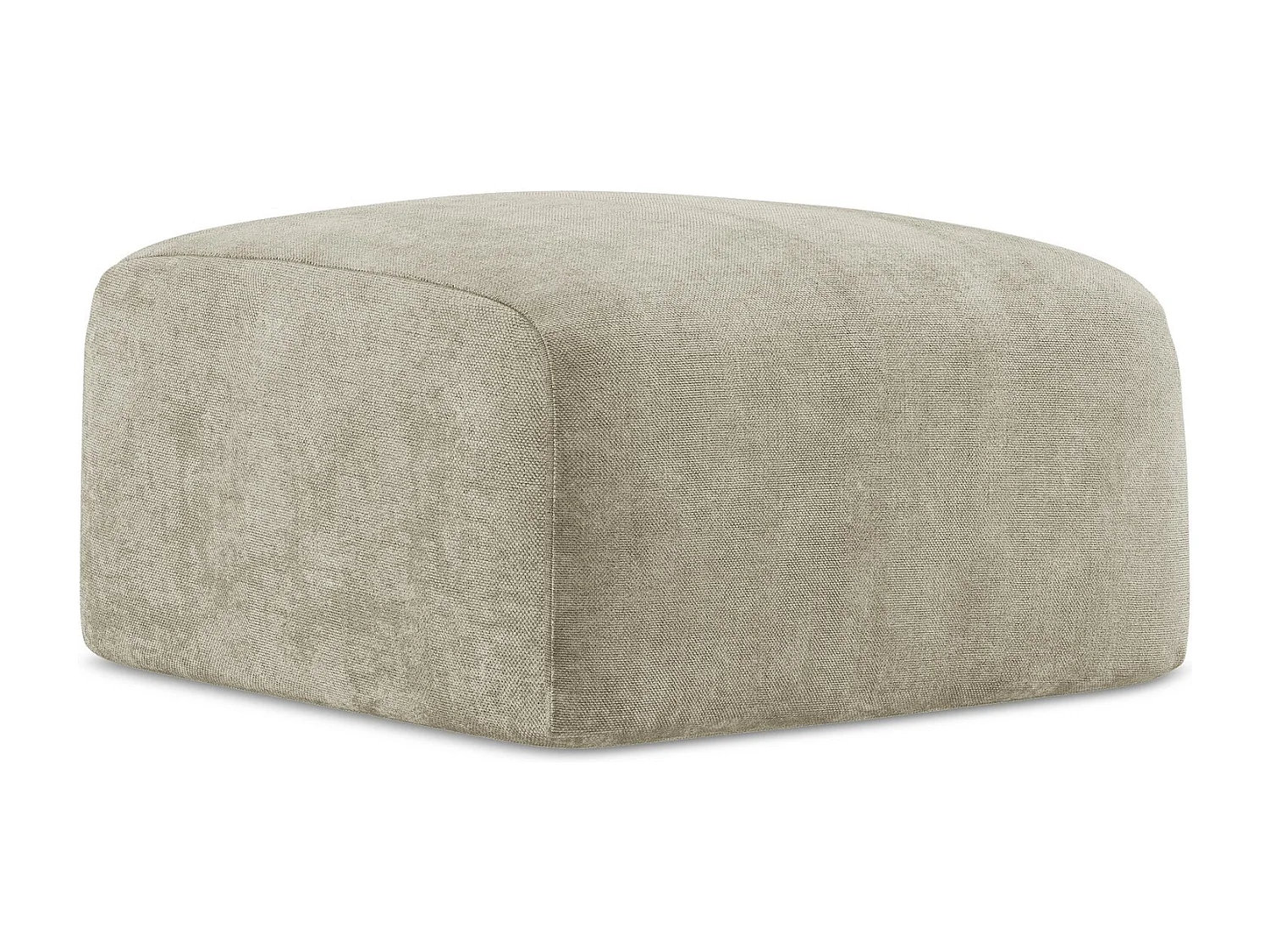 Pouf en tissu chenille - beige - LEILA
