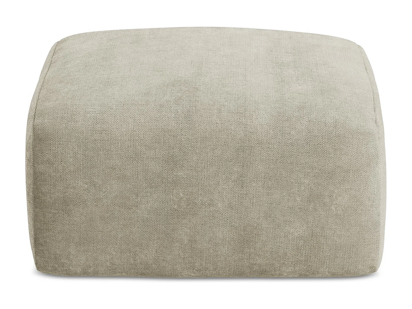 Poef van beige chenille stof - LEILA