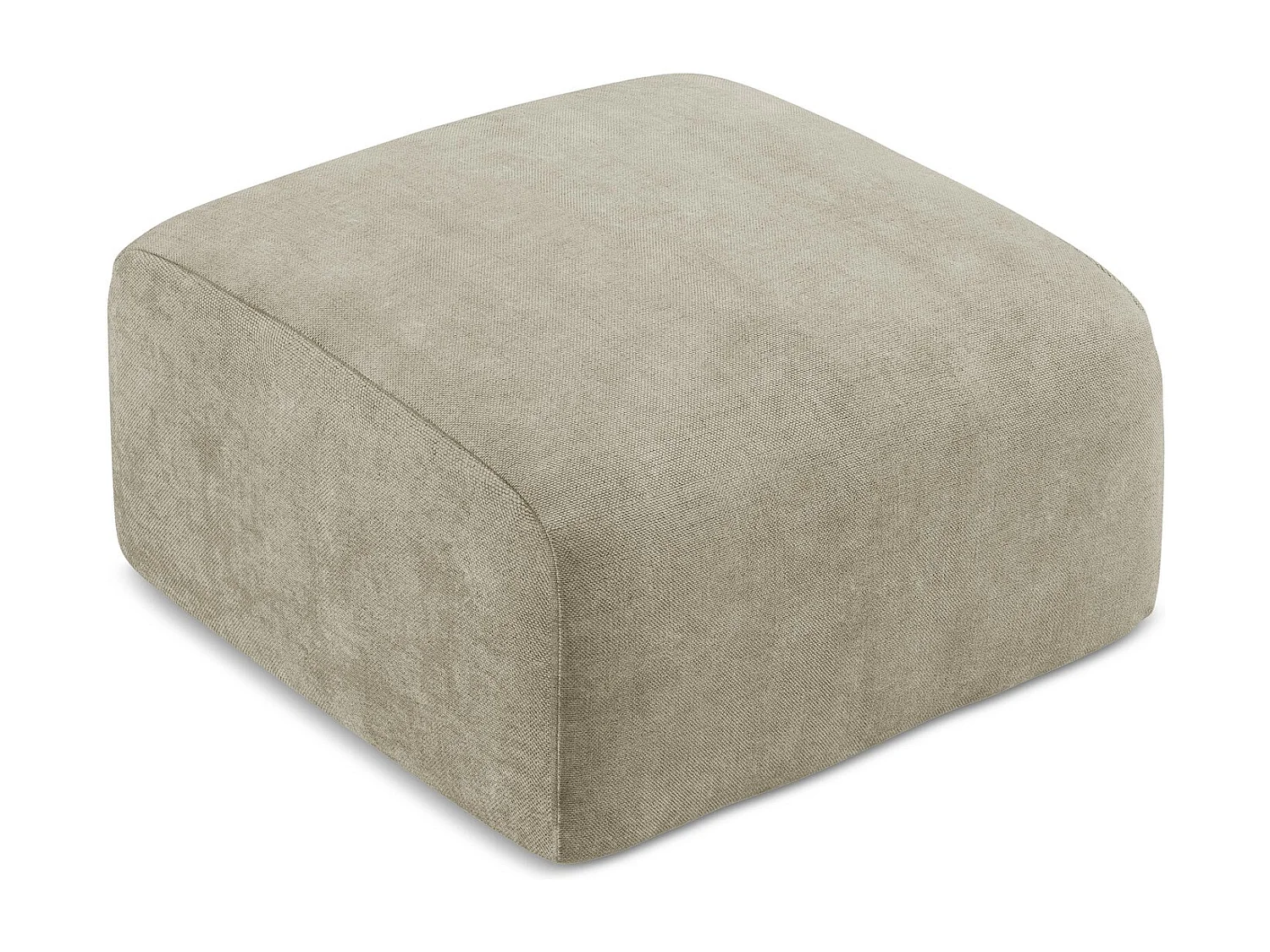 Poef van beige chenille stof - LEILA