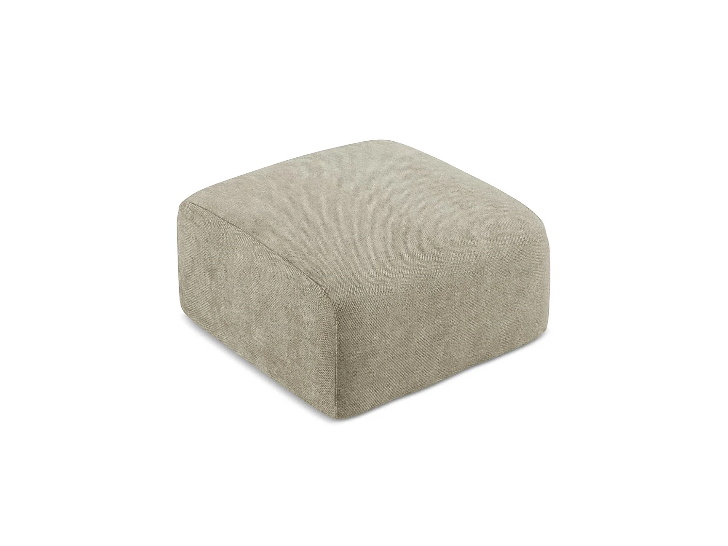 Pouf en tissu chenille - beige - SAVONA