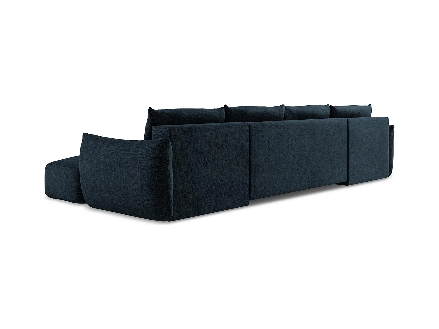 Canapé panoramique 4 places convertible en tissu texturé - bleu royal - LEILA