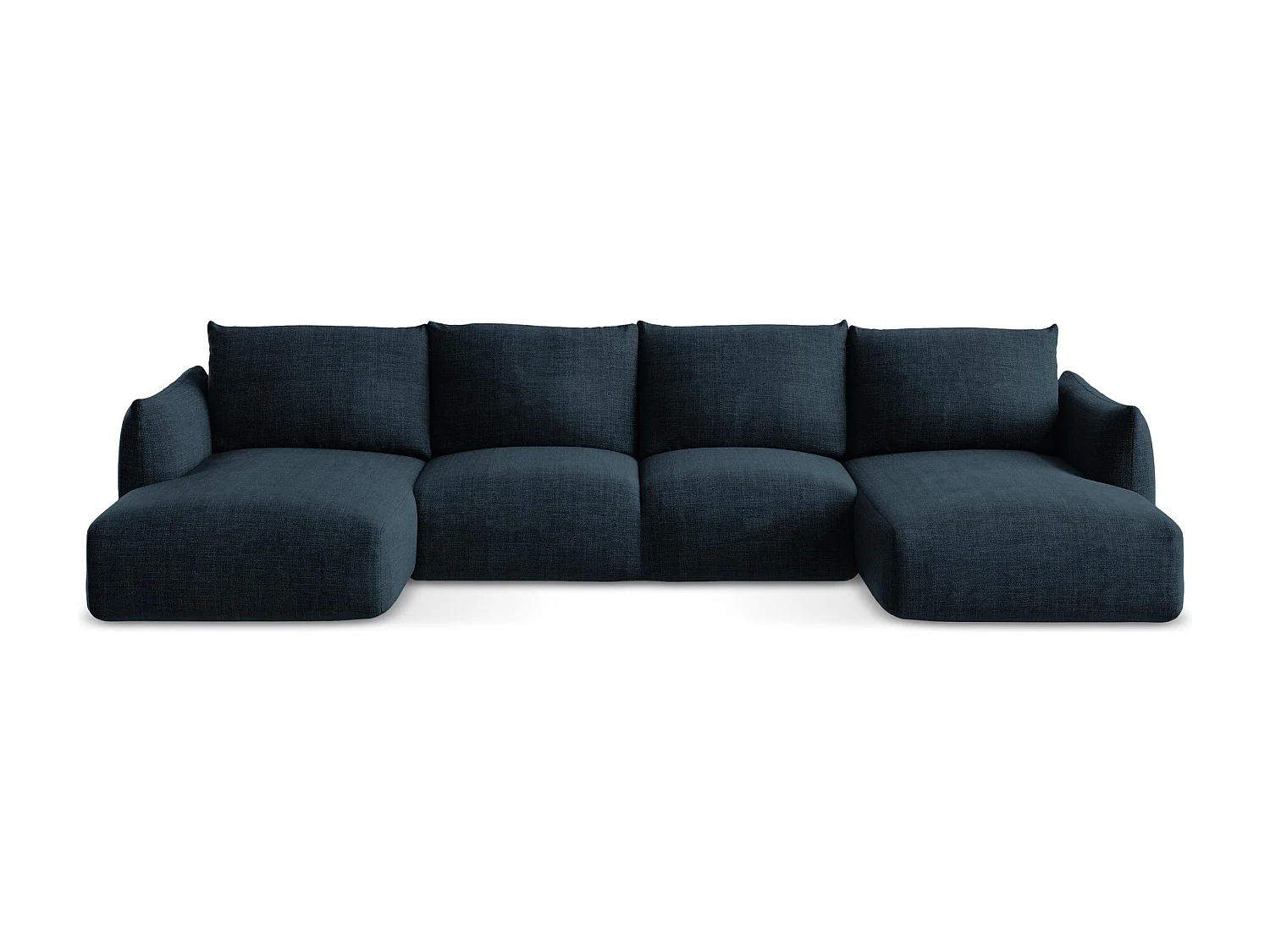 Canapé panoramique 4 places convertible en tissu texturé - bleu royal - LEILA