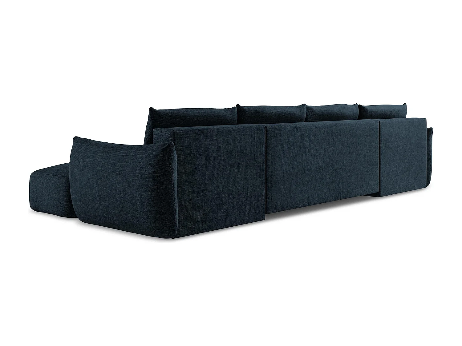 Canapé panoramique 4 places convertible en tissu texturé - bleu royal - LEILA