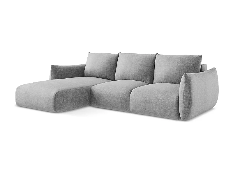 3-Sitzer Ecksofa mit Schlaffunktion - Ecke Links - Strukturstoff - Hellgrau - LEILA