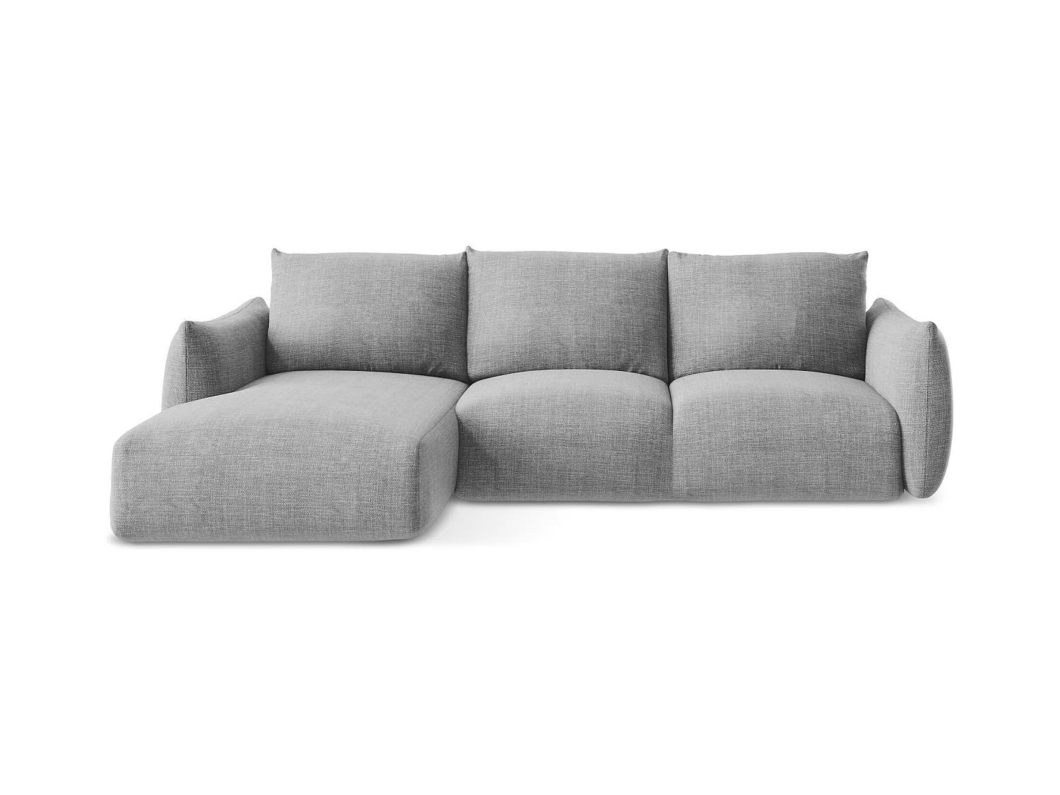 Canapé d’angle 3 places gauche convertible en tissu texturé - gris clair - LEILA