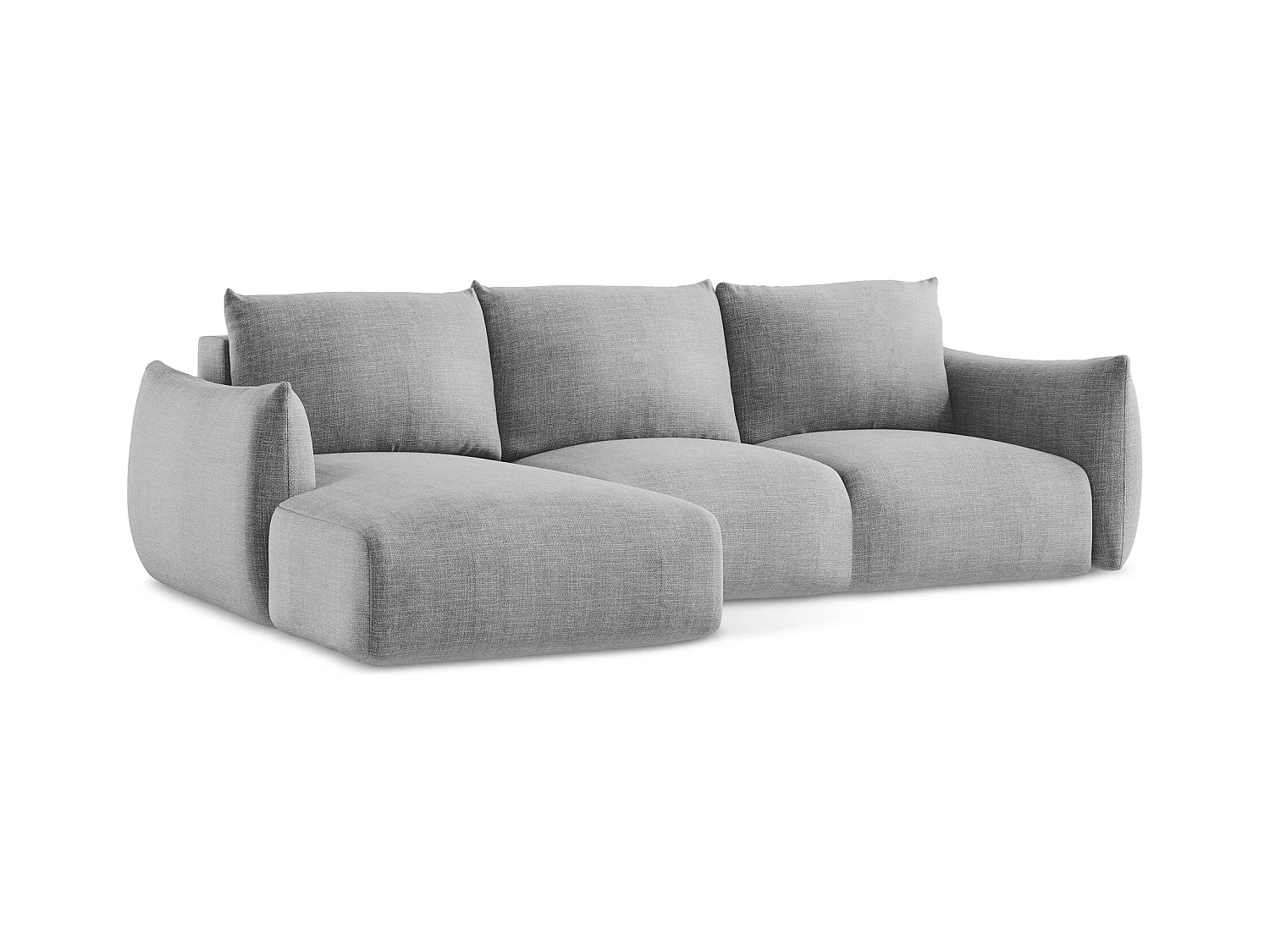 Canapé d’angle 3 places gauche convertible en tissu texturé - gris clair - LEILA