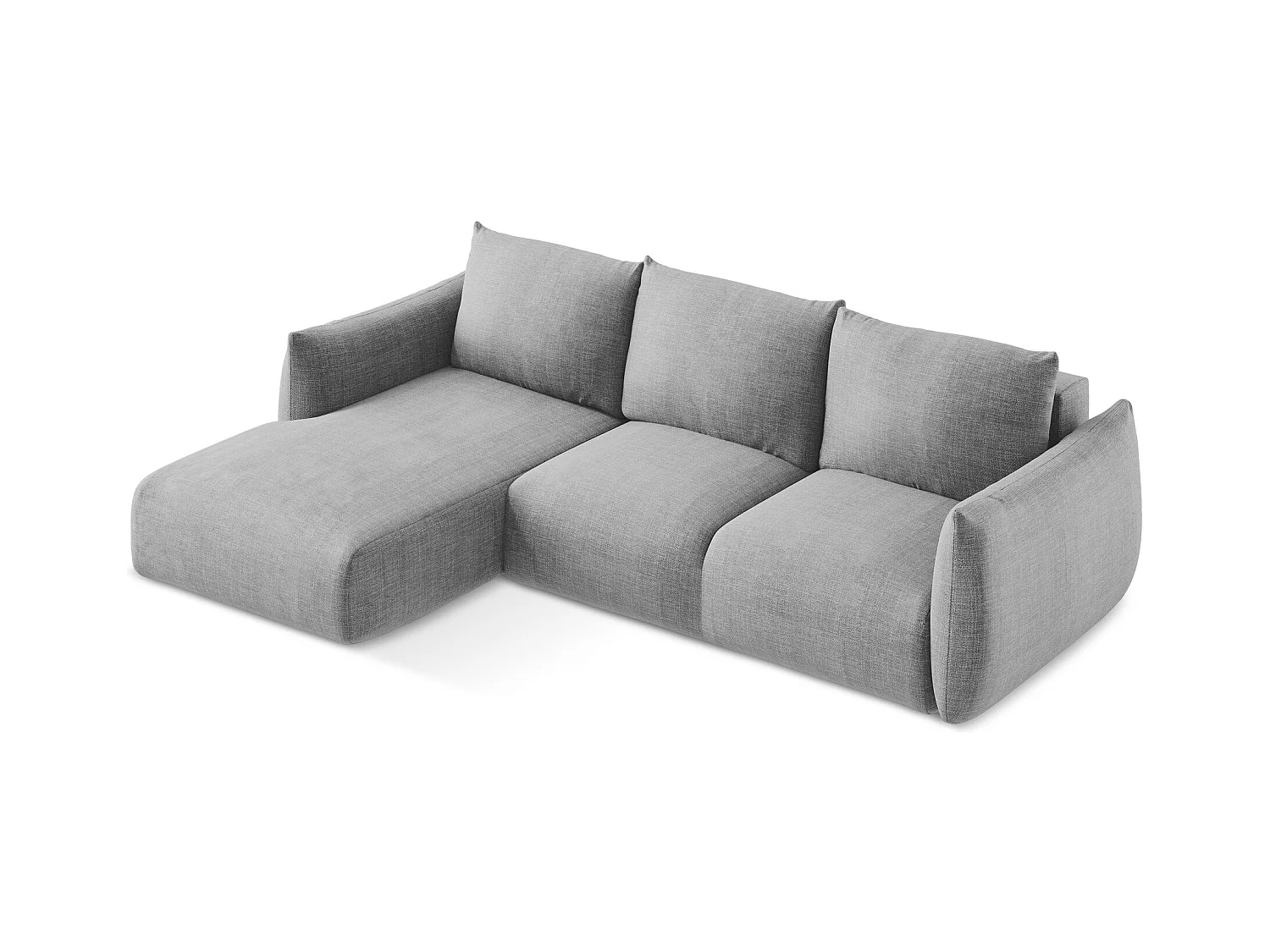 Canapé d’angle 3 places gauche convertible en tissu texturé - gris clair - LEILA