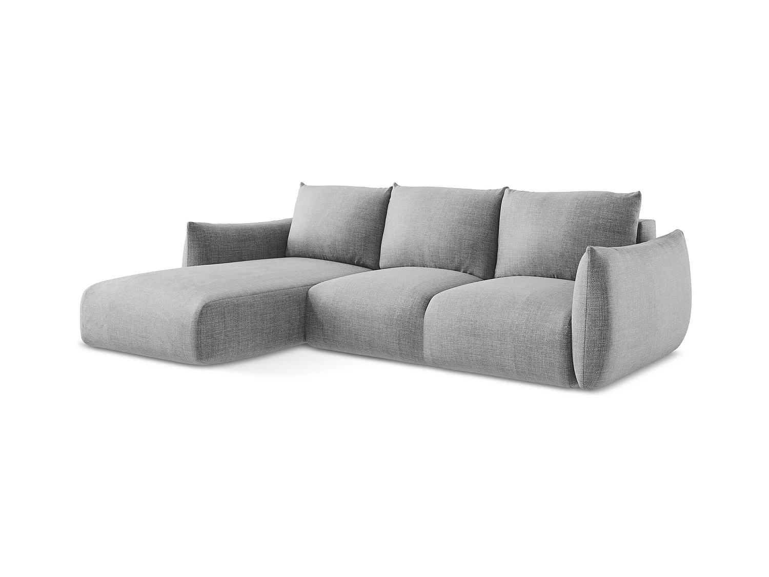 3-Sitzer Ecksofa mit Schlaffunktion - Ecke Links - Strukturstoff - Hellgrau - LEILA