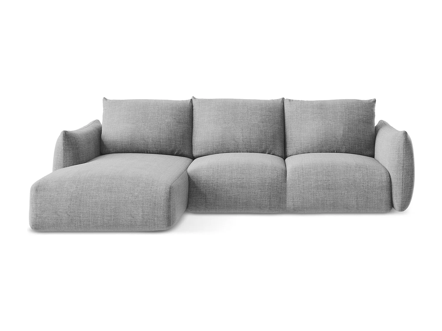 Canapé d’angle 3 places gauche convertible en tissu texturé - gris clair - LEILA