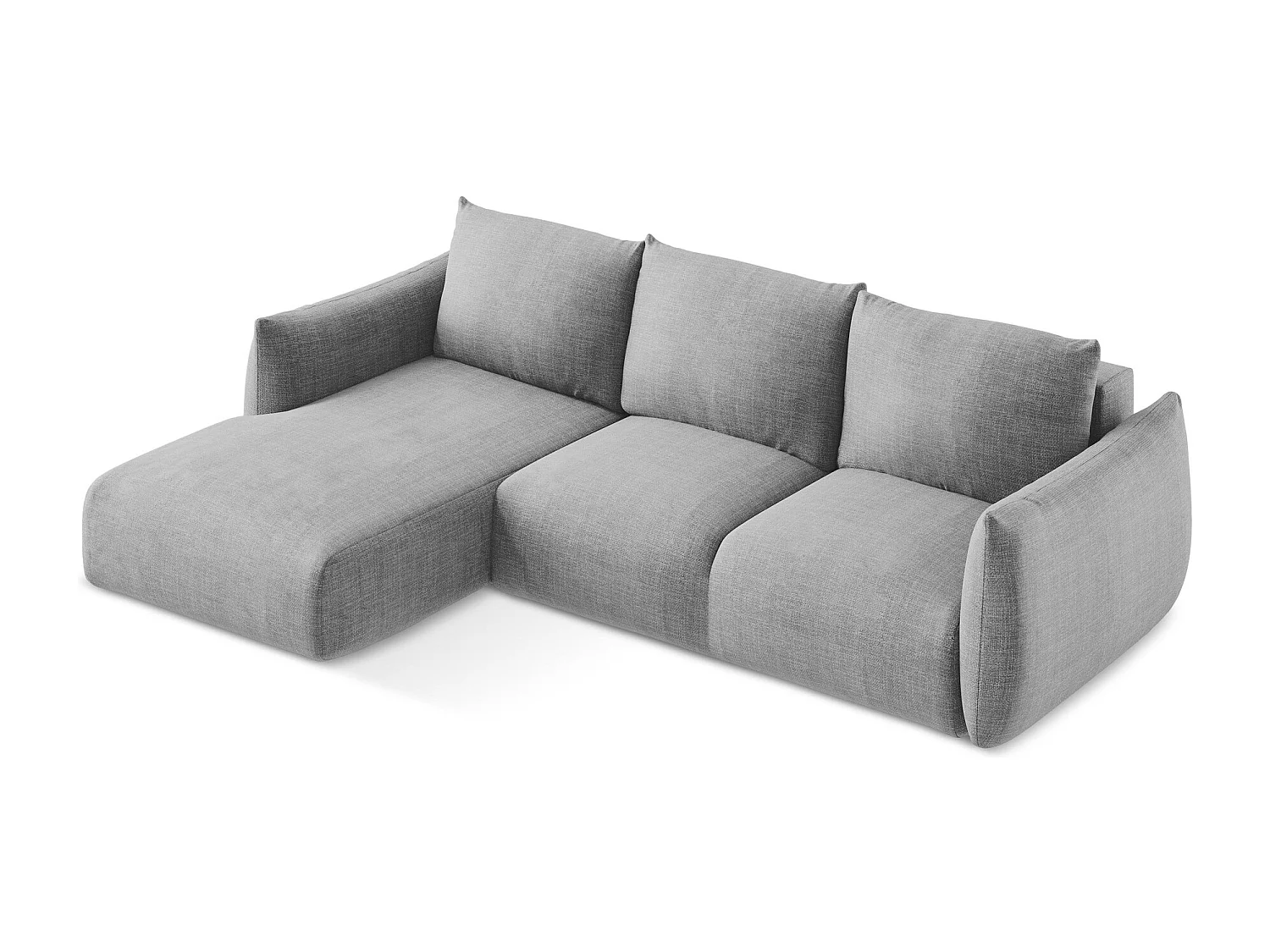 Canapé d’angle 3 places gauche convertible en tissu texturé - gris clair - LEILA