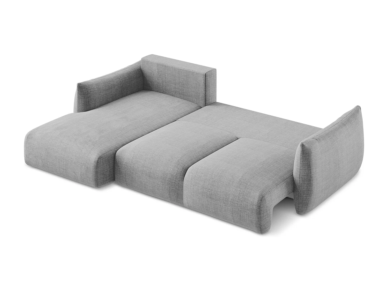 Canapé d’angle 3 places gauche convertible en tissu texturé - gris clair - LEILA