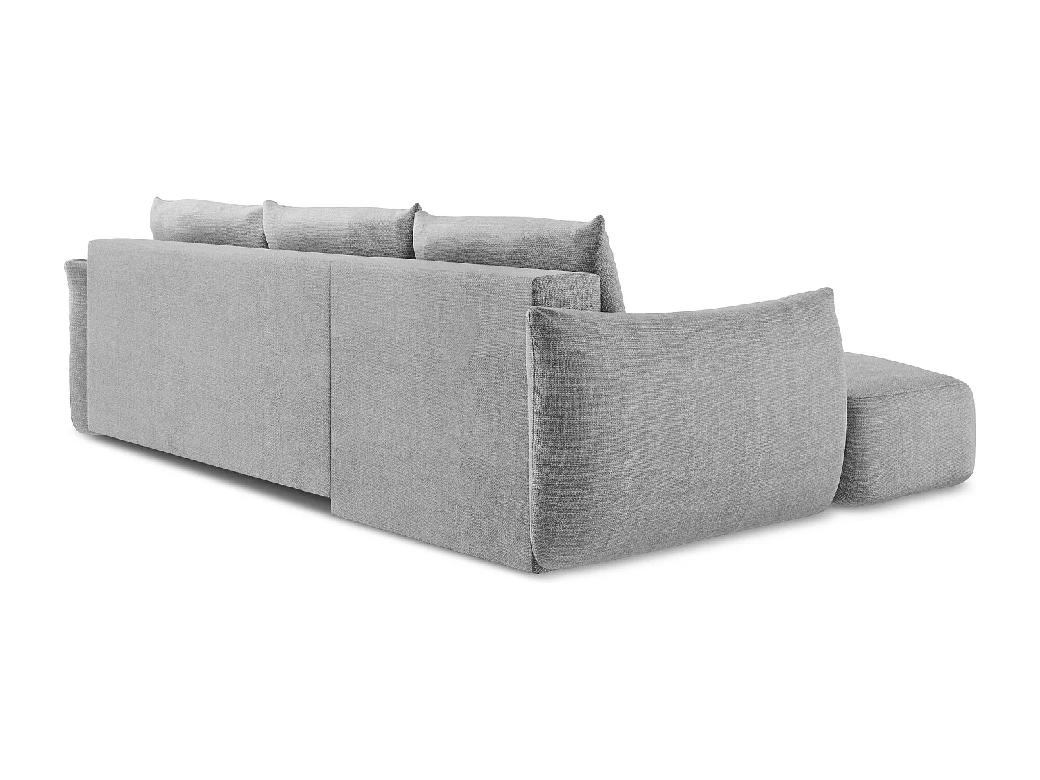 Canapé d’angle 3 places gauche convertible en tissu texturé - gris clair - LEILA