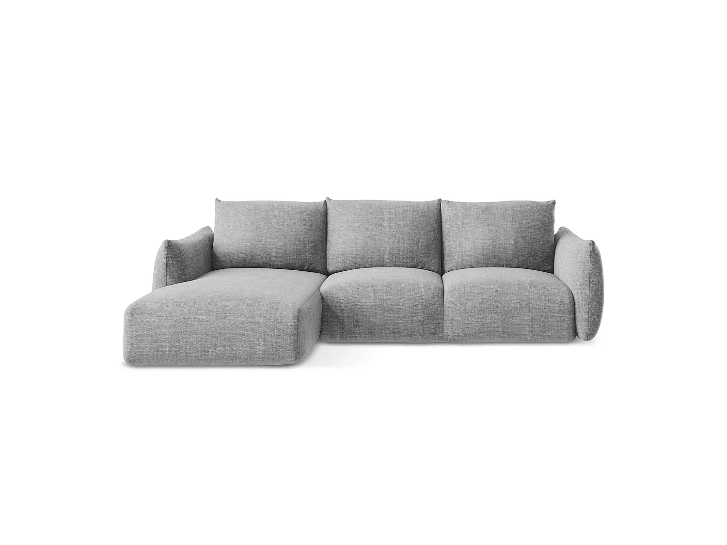 Canapé d’angle 3 places gauche convertible en tissu texturé - gris clair - SAVONA