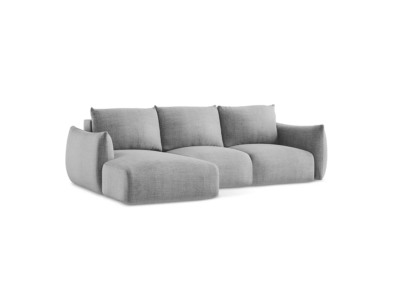 Canapé d’angle 3 places gauche convertible en tissu texturé - gris clair - SAVONA
