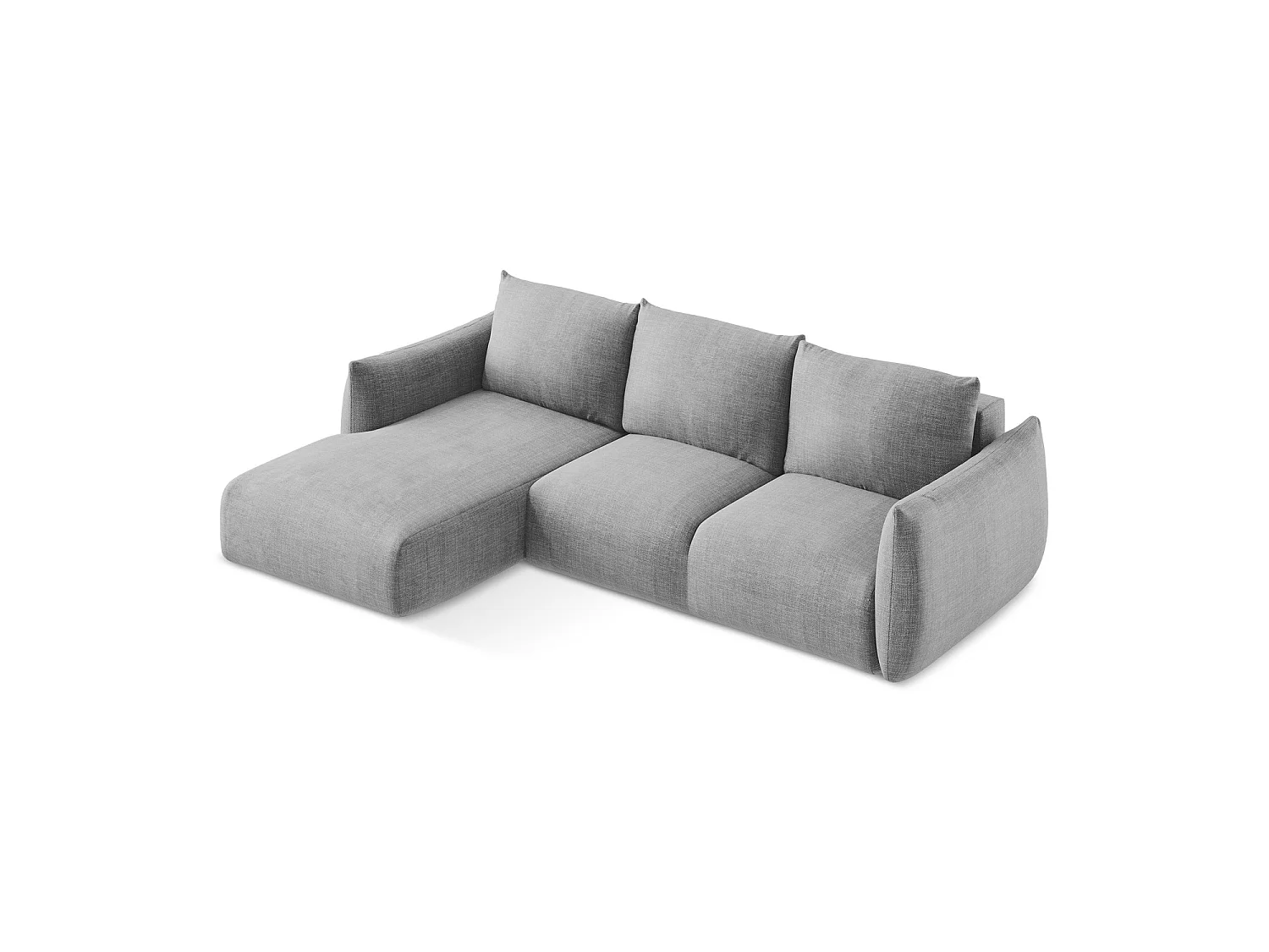 Canapé d’angle 3 places gauche convertible en tissu texturé - gris clair - SAVONA