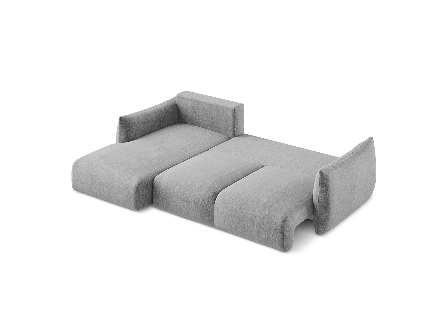 Canapé d’angle 3 places gauche convertible en tissu texturé - gris clair - SAVONA